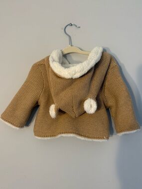 Gap Sherpa hooded Tan baby jacket sweater NWT 0-3 cute soft adorable cozy